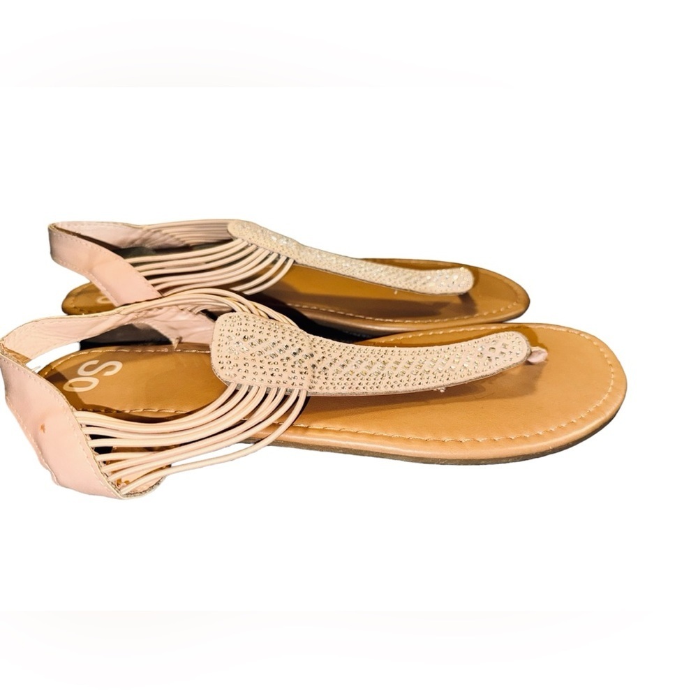 “SO” Size Extra Large (9.5-10) Pink Blush Strappy Womens Sandals - Picture 5 of 9